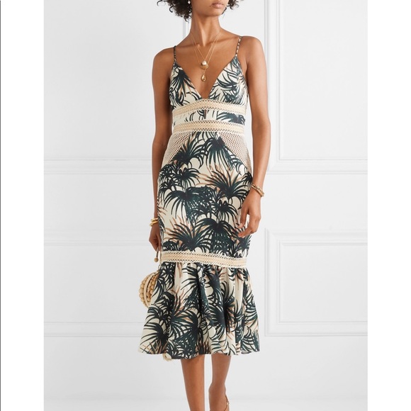 NWT $625 PatBO Palm Print Midi Dress SZ 4 - Picture 1 of 6